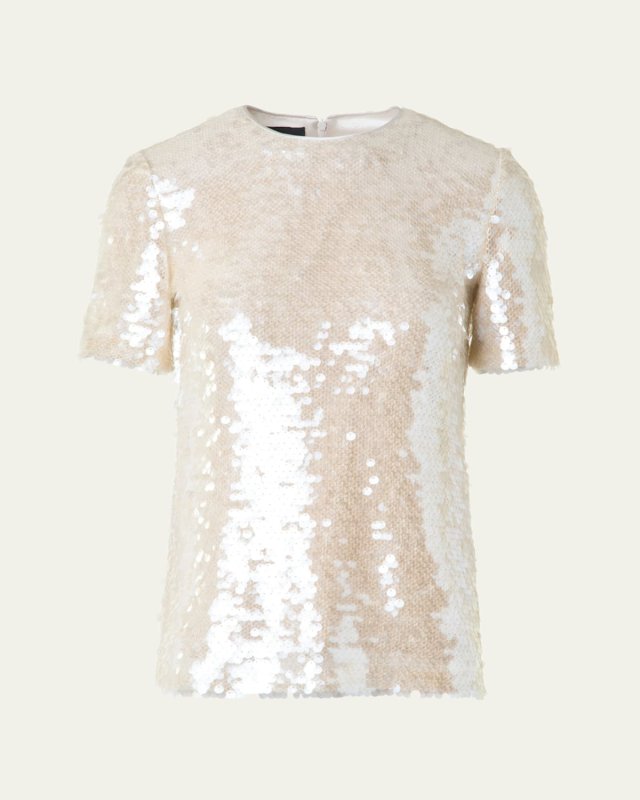 Sequined Sheer Shoulder Blouse
